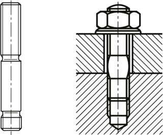 Double-end stud bolts cross section