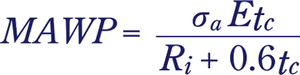 Formula for calculating MAWP