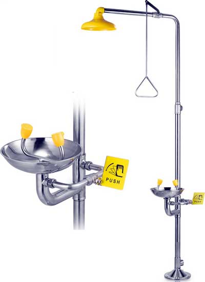 Emergency shower and eye wash station