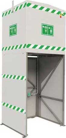 combination shower and eye wash with reservoir