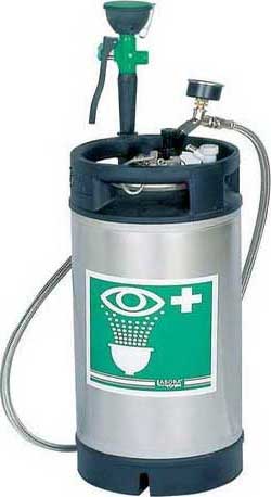 Portable emergency shower and eye wash unit with spray nozzle