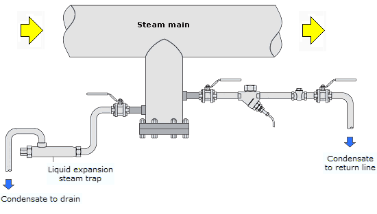 Installation of a liquid expansion steam trap